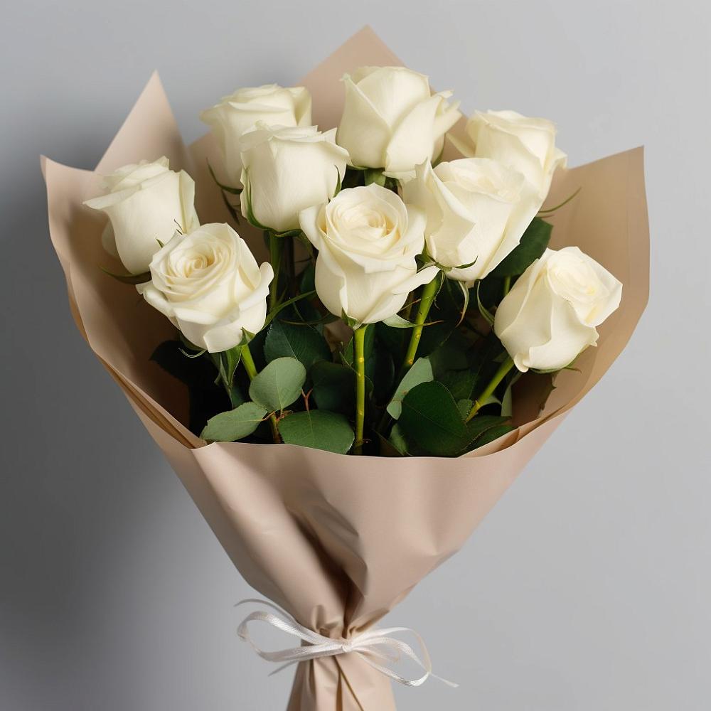 Букет 9 Белых роз Эдлесс Лав в Дебесы