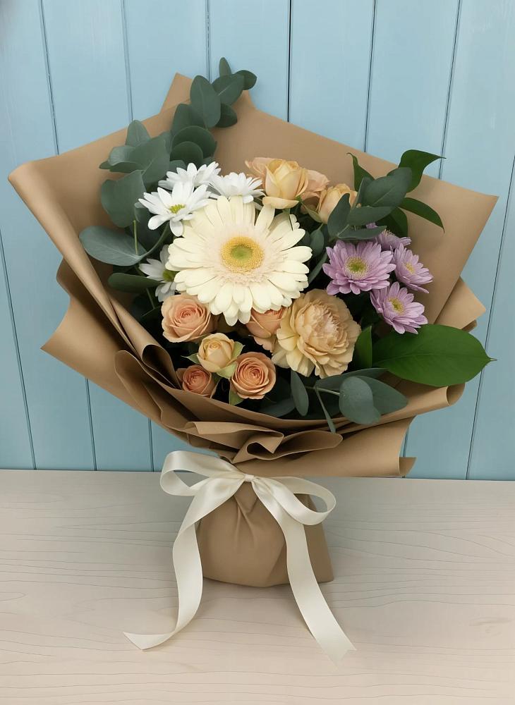 Букет цветов из: Герберы и Хризантемы в Дебесы