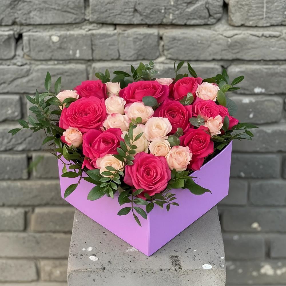 Цветочная композиция из Розы в коробке в Дебесы