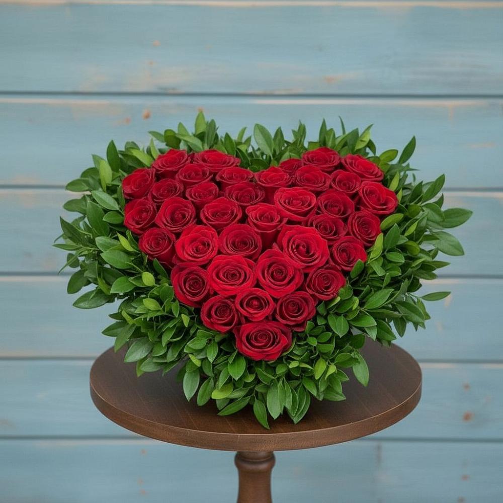 Цветочная композиция из Розы в виде сердца в Дебесы