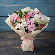 Букет цветов из:  Хризантемы, Альстромерии и Розы в Дебесы