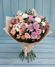 Букет цветов из:  Хризантемы, Розы и Альстромерии в Дебесы
