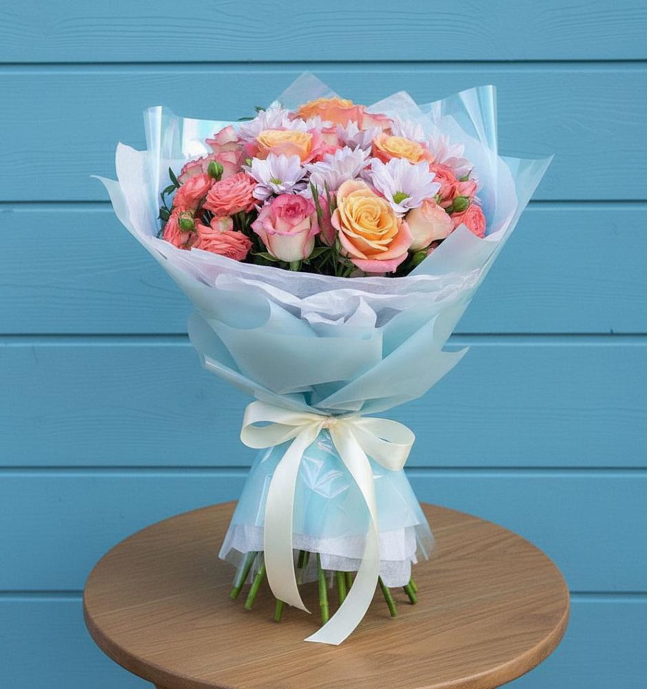 Букет цветов из: Хризантемы и Розы в Дебесы